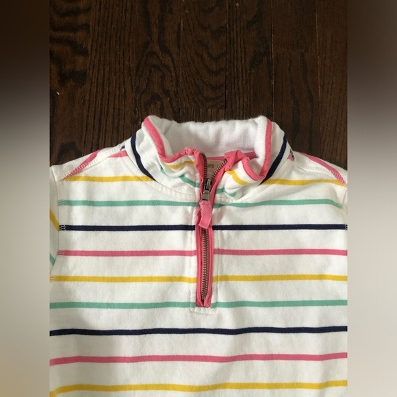 WoolOvers Women’s S Organic Cotton White Striped 1/4 Zip Pullover w/Pockets -EUC - Picture 5 of 11